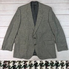 Aquascutum London 46R Houndstooth Tweed Bespoke Sport Coat Blazer Jacket