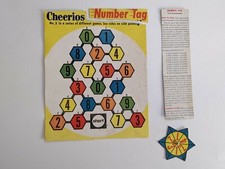 1950's Vintage Cheerios Cereal Box Game "Number Tag" No. 3 in Series Cardboard