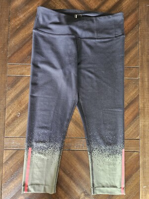 Mondetta Black Green Ombre Capri Cropped Workout Leggings Womens Size M