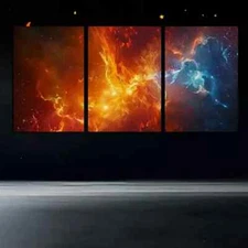 3pcs  Space Gas With Swirls Of Color Wall Art Canvas Framed 50x70cm