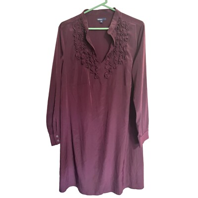 Gap Maternity Dress Ruffle Bodice Plum Purple Womans Size L