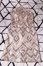 Juniors Crystal Doll Gold Sequin Dress Prom Size 1