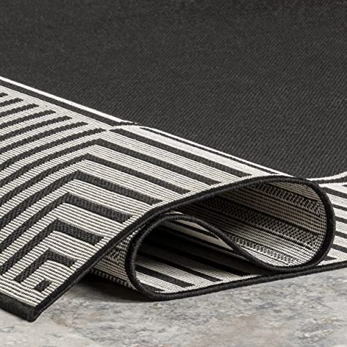 Asha Simple Border Indoor/Outdoor Area Rug, 10x12, Black eBay