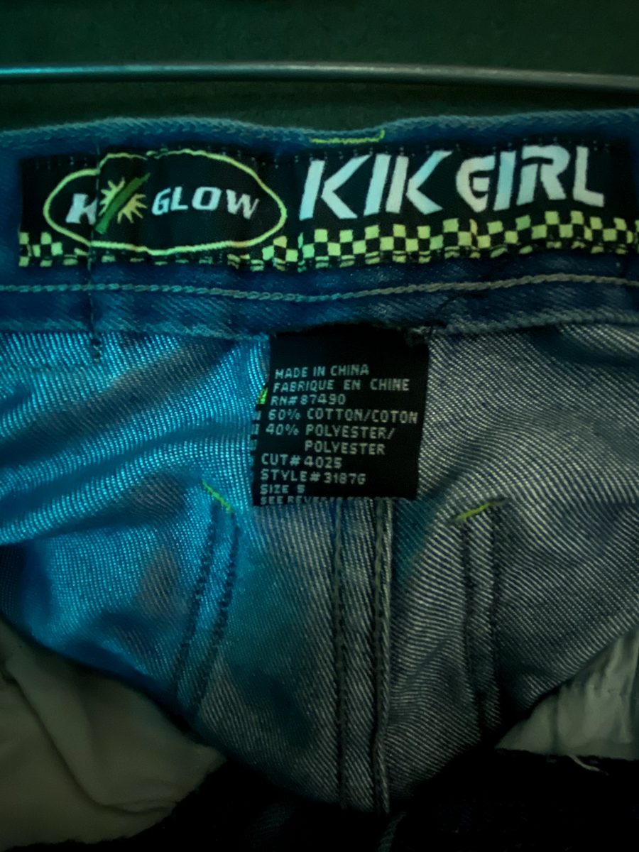 Kik Girl K Glow Vintage Super Wide Leg Rave Pants Y2K Kik