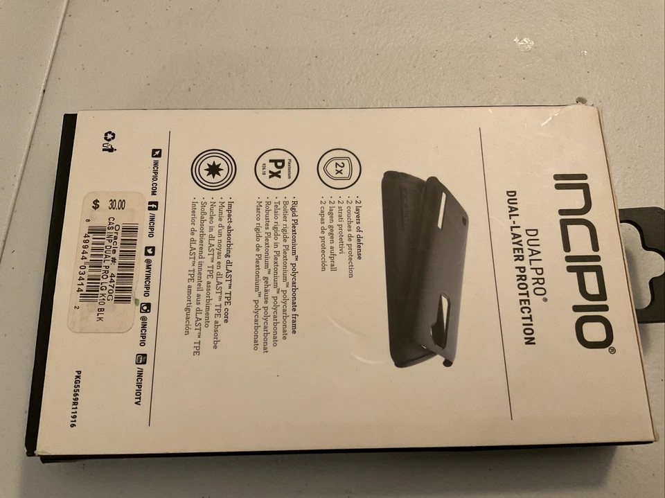 Nueva Funda Protectora Doble Capa Incipio DualPro para LG K10 - Negra Foto 4 de 4