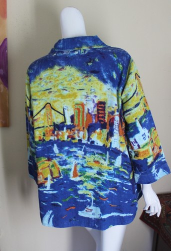 Michael Leu Sz 1X Impressionist San Francisco Lisbon Suspension Bridge Jacket