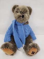 VINTAGE HORATIO H HUGS BROWN TEDDY BEAR BLUE SWEATER STUFFED ANIMAL PLUSH 17"