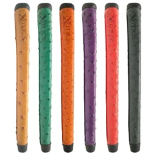 Leather Putter Golf Grips The Grip Master Xotics Ostrich Body Sewn Cognac Green