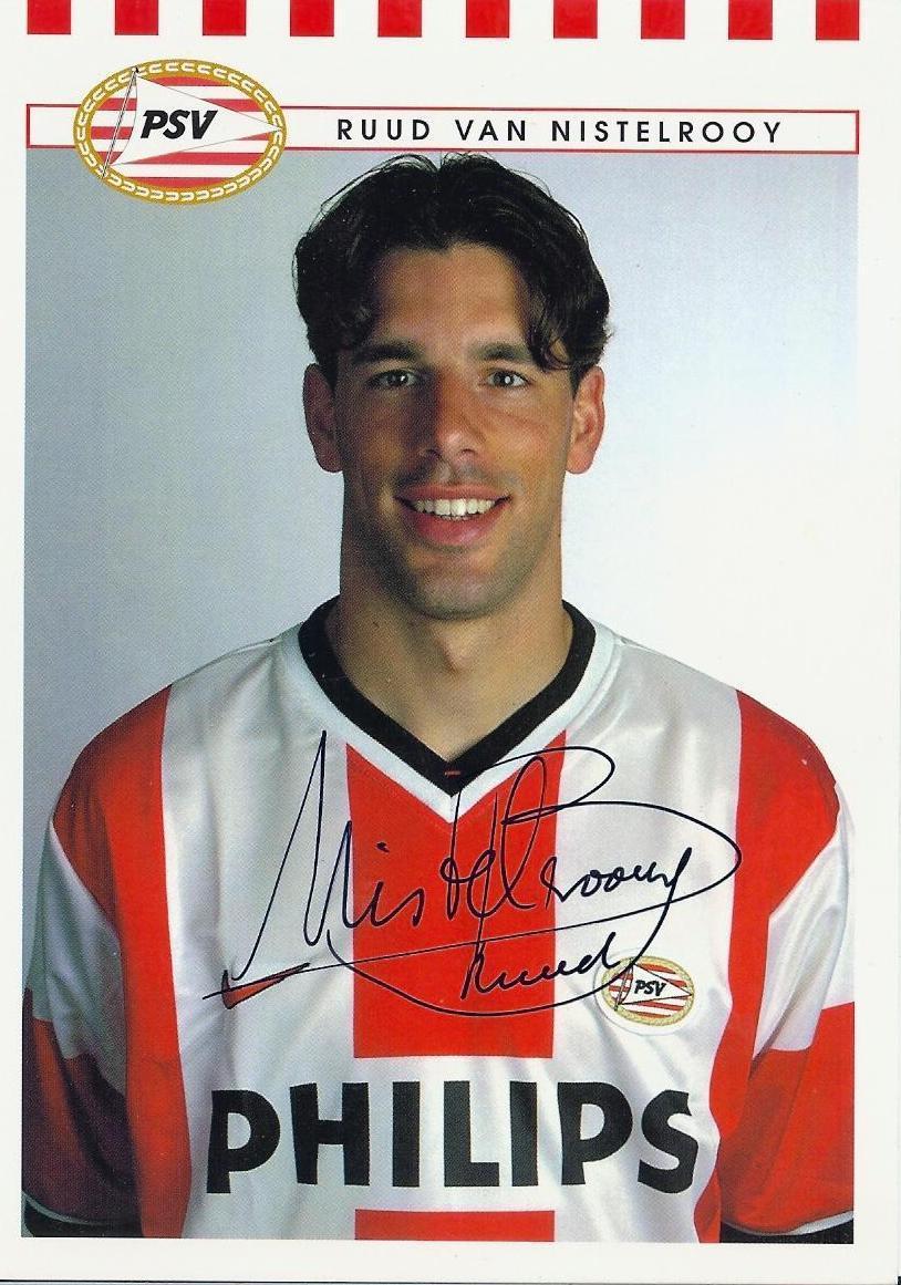 RUUD VAN NISTELROOY PSV SIGNED CARD 4 X 6 INCH CARD