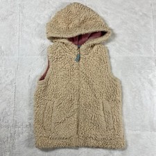 Mini Boden Girls 3-4Y Oatmeal Beige Sherpa Hooded Vest
