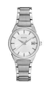 Bulova Women's Quartz Silver-Tone Calendar Stainless Steel 25mm Watch 96M111