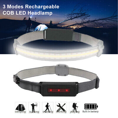 COB+LED Headlamp Headlight Torch Flashlight Work Light Bar Head Band Lamp 3 Mode