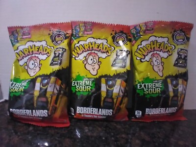 3pk x (2 oz) Bags WARHEADS EXTREME SOUR BORDERLANDS  Candy x6/27 Fruit+Mystery