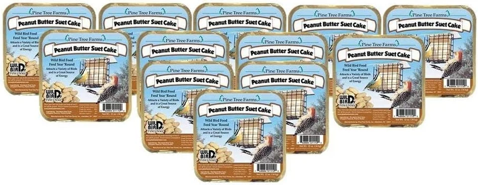 Pine Tree Farms 12 Pack Peanut Butter Suet Cake 12 Oz. 1110 Made in USA