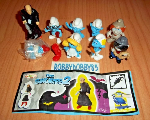 THE SMURFS 2 COMPLETE SET 9 FIGURES WITH PAPERS KINDER SURPRISE EGG TOYS 2013