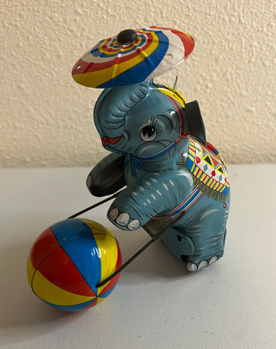 Haji Elephant Metal Tin Litho Toy Made In Japan 1950s RARE