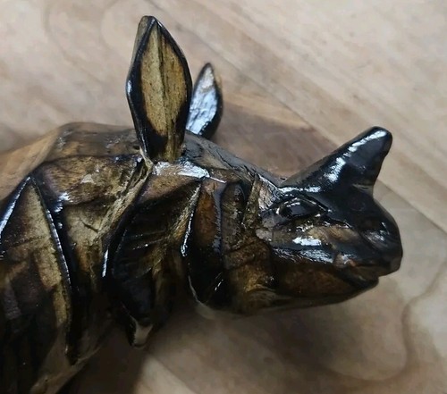 Vintage Treen Hand Carved Rhinoceros Rhino Wooden - Picture 5 of 8