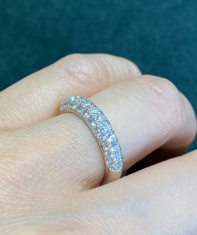  Half Eternity Pave Diamond Band Ring 1.00 cttw in 18k White Gold - HM2151R