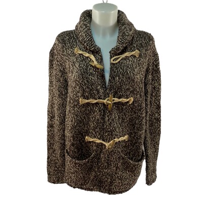 Ralph Lauren Denim Supply Cardigan Medium Brown Knit Toggle Wool Blend 