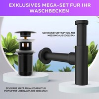 Waschbecken Siphon Sifon+ Pop Up Mit ÜBerlauf Edelstahl Ablaufgarnitur Schwarz