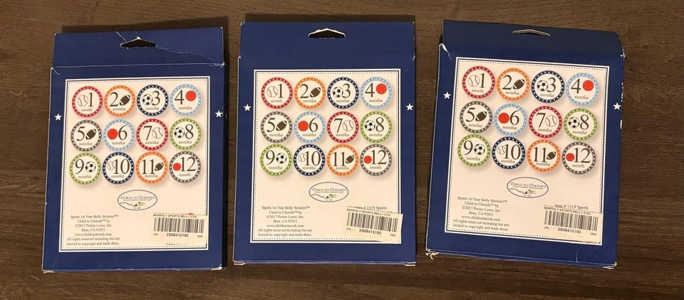 Lote de 3 Pegatinas Vientre Deportivas Niño a Apreciar 1er Año Bebé Hito Regalo Foto 2 de 2