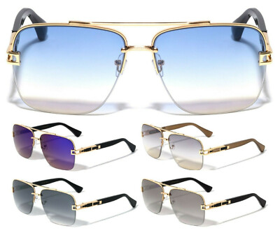Vintage Square Oversized Aviator Sunglasses Semi-Rimless UV400 Protection Pair Amazon.com: GUVIVI Retro Oversized Aviator Sunglasses for  main image 4