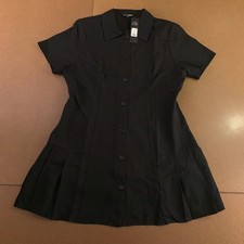 Fashion Nova Womens XL Black Stretch Pleated Nadia Collared Mini Dress NWT