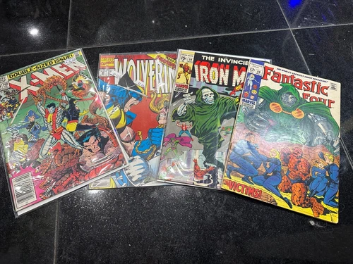 Vintage Comic Book Lot - Iron Man Fantastic Four X-Men Wolverine Marvel 12 Cents