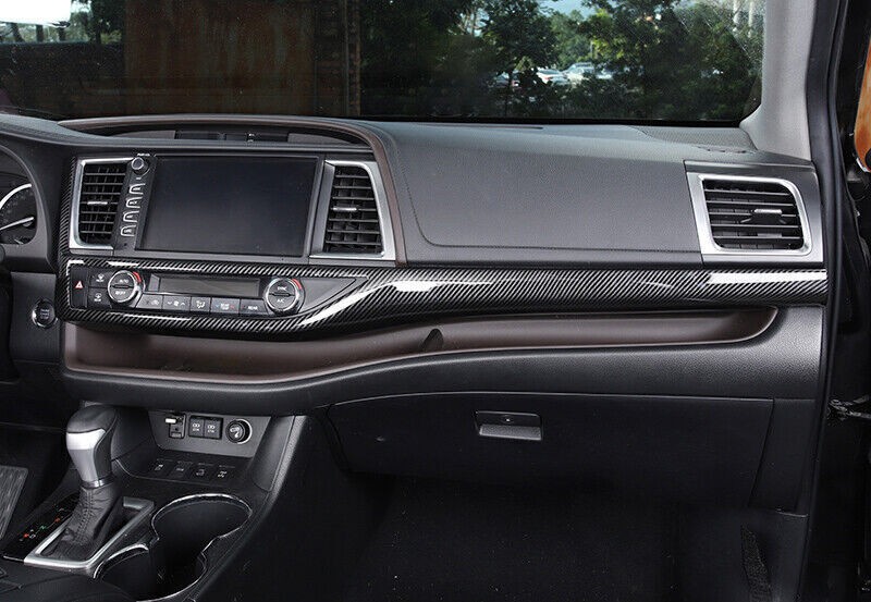 For Toyota Highlander 2014-2019 Carbon Fiber Center Console Dash Strip Trim 1Pc