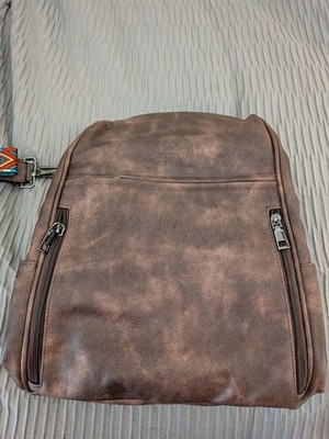 FADEON Women's Laptop Backpack Large PU Leather Bag 15.6 In Brown