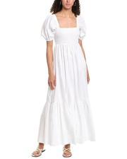 Ganni Poplin Smocked Maxi Dress Women's