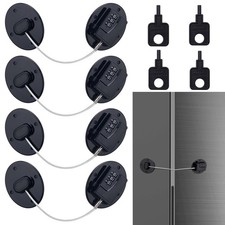 4 Pack Black Digital Refrigerator Locks Combination, Drill-Free Fridge Lock w...