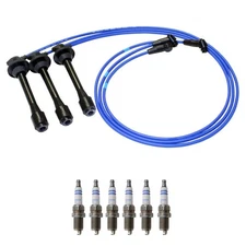 NGK Wire Set & Bosch 6 Double Platinum Spark Plugs Kit for Camry Sienna 3.0 V6