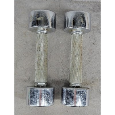Vintage DP Fit for Life 4lb Chrome Dumbbells Pair Knurled Grip Hand Weights 8lbs