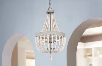 allen + roth Cait 4 -Light Off white Transitional Teardrop