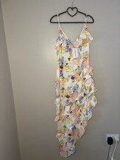 Cherley New With Tags Floral Ruffle Asymmetric Maxi Dress Size M UK 10-12