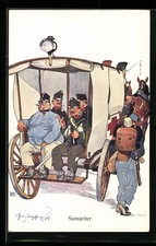 Künstler-AK Fritz Schönpflug: Samariter, Soldaten sitzen in der Pferdekutsche d 