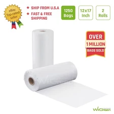 2 rolls 1250 Bags Plastic Produce 12x17 Grocery Kitchen Fruit Vegetable Food