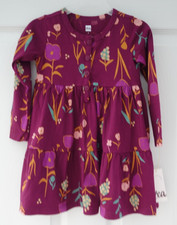 NWT Tea Collection Freyja Floral In Purple Tiered Henley Dress Girl's Size 2