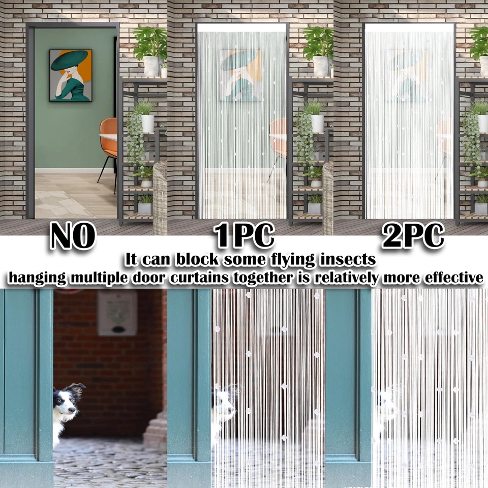 Rideau Fil Rideau De Porte en Perles Rideau Anti Mouches pour Porte Exterieur... - Photo 4/4