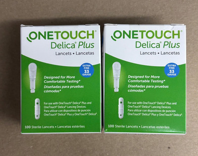200 One Touch Delica Plus Lancets (2x 100) - XFine 33 Gauge NEW *Read EXP. Date*