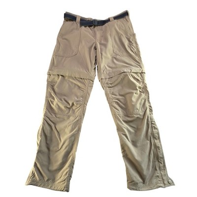 LL Bean Convertible Hiking Pants Nylon Zip Off L Tall Khaki Gorpcore Mens Trail