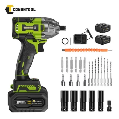 CONENTOOL 21V Akku Schlagschrauber 6000mAh 2*Akku Ladegerät Bürstenloser 27PCS Für Auto DE