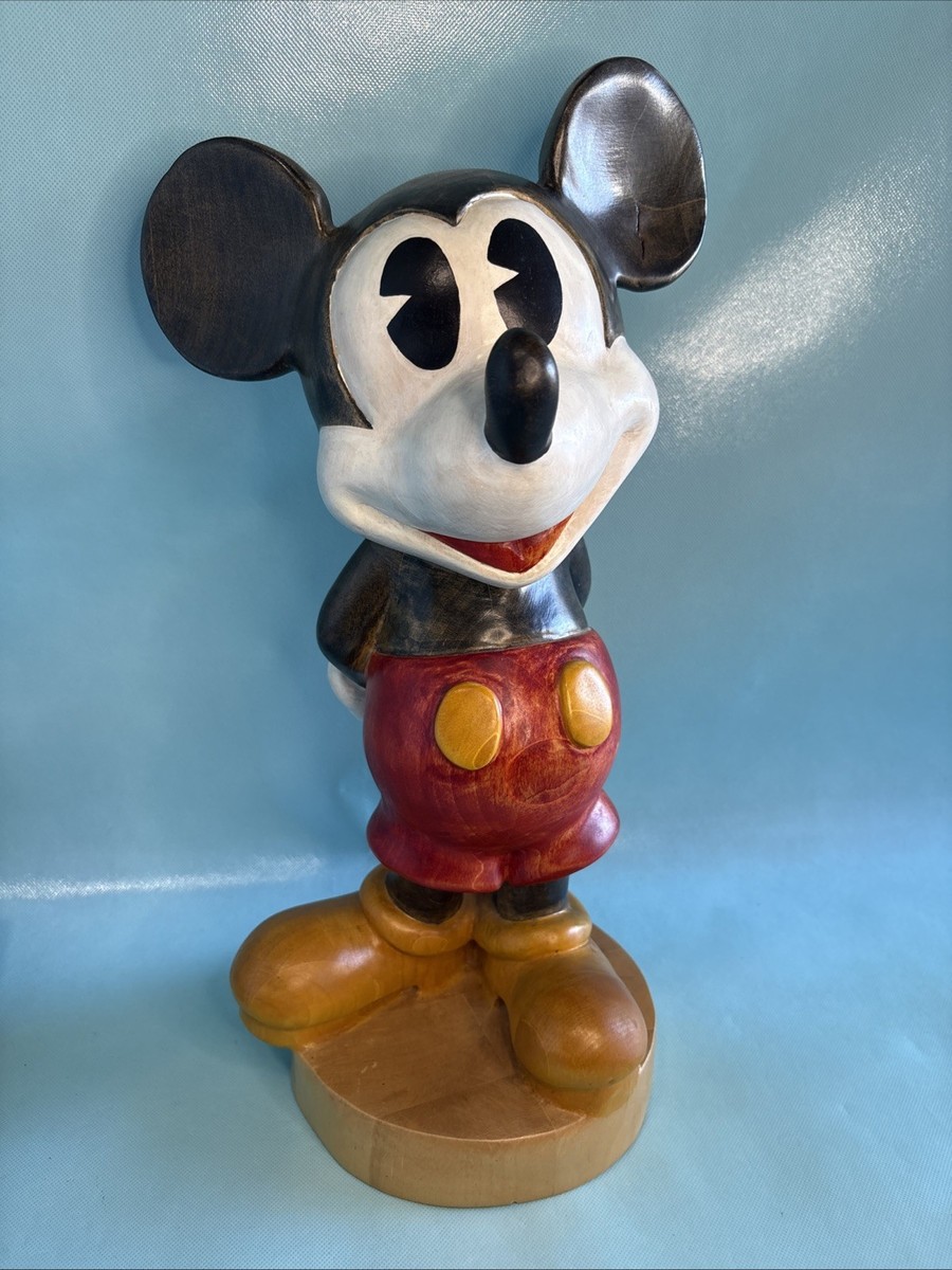 VINTAGE 1986 MICKEY MOUSE Wood Wooden Carved 19” Statue Walt
