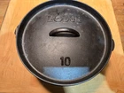 Vintage Lodge 4 Qt Camping Dutch Oven Cast Iron 3 Footed 10" With Lid USA .