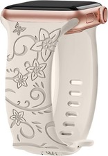 Floral Engraved Bands for Apple Watch 40mm 41mm 42mm 38mm 44mm 45mm 46mm 49mm