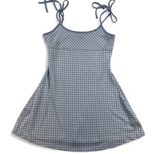 Cider Women's Blue Gingham Babydoll Dress Tie Straps - Size Medium