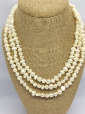 FRESHWATER PEARL Necklace Long Strand No Clasp Vintage Baroque Bridal
