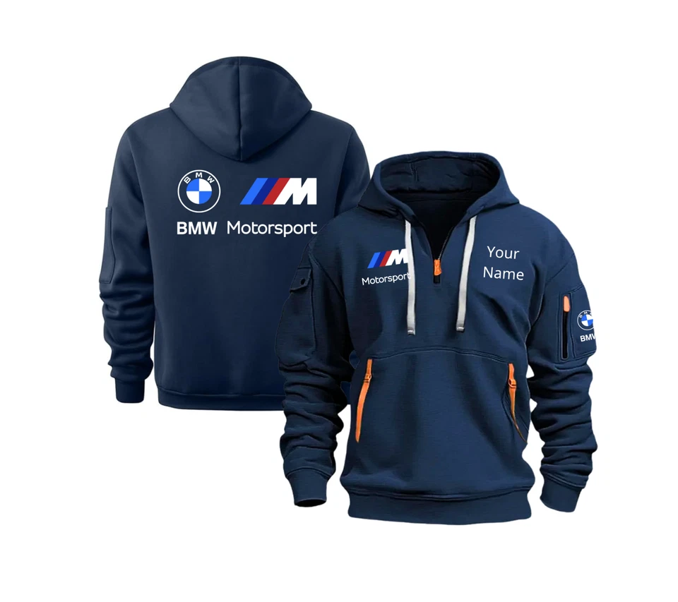 Sudadera con Capucha Personalizada Motorsport Racing Cuarto Cremallera - Pullover de Carreras Foto 2 de 4