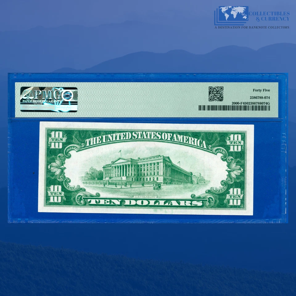 Fr.2000-F 1928 $10 FRN ATLANTA, Numerical Seal, PMG XF 45 #55694 - Image 2 of 3